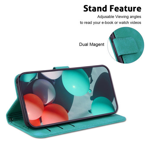 OPPO Reno10 5G Global/Reno10 Pro Global 7-shaped Embossed Leather Phone Case - Green